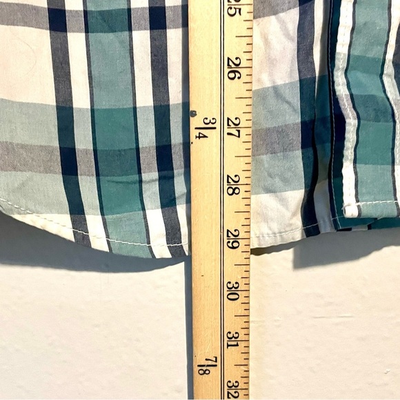 American Rag Mens Western Yoke Cowboy Plaid Shirt Size Small Green White Barn - Picture 5 of 8